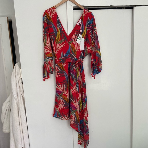 Red Carter Red Tropical Dress Size L - Picture 7 of 8